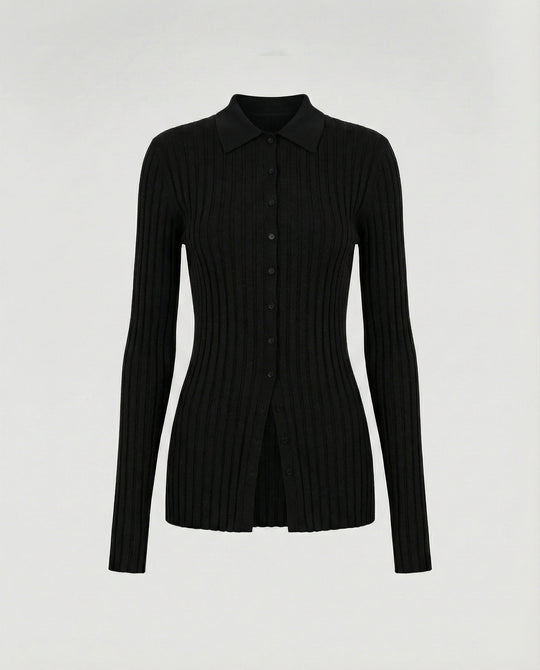 Damen Polo-Strickpullover aus ultrafeiner Wolle, dick und weich