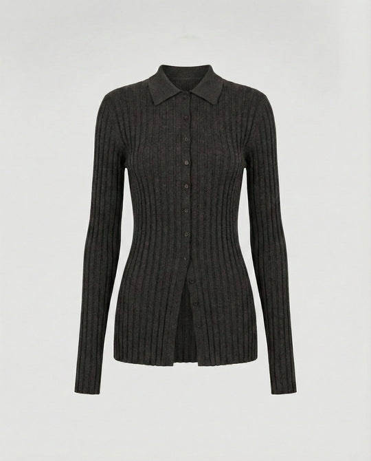 Damen Polo-Strickpullover aus ultrafeiner Wolle, dick und weich