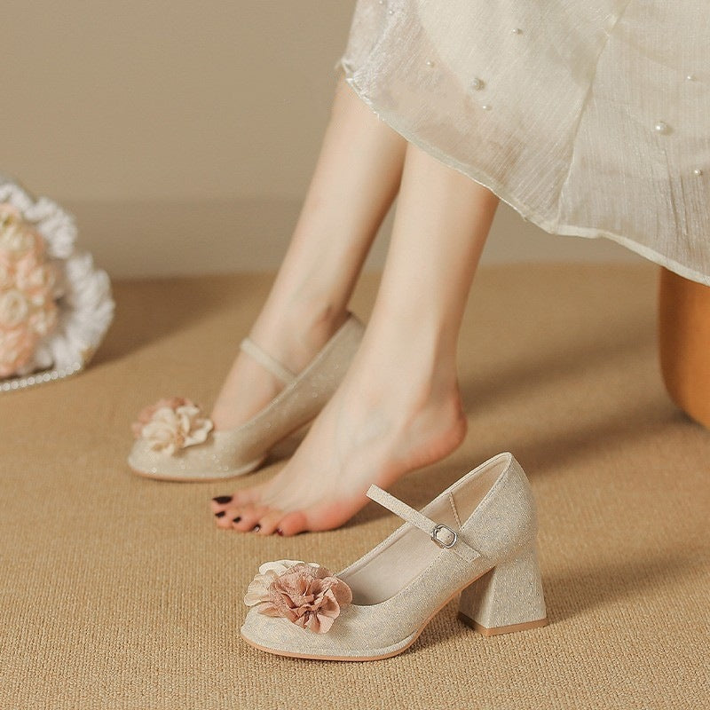 Damen elegante Abend-Schuhe mit blumiger Applikation R&B