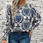 Damen Bluse mit floralem Muster und Puffärmeln