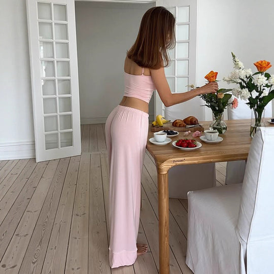 Damen lässiger Jumpsuit mit weitem Bein und verstellbarem Bund R&B