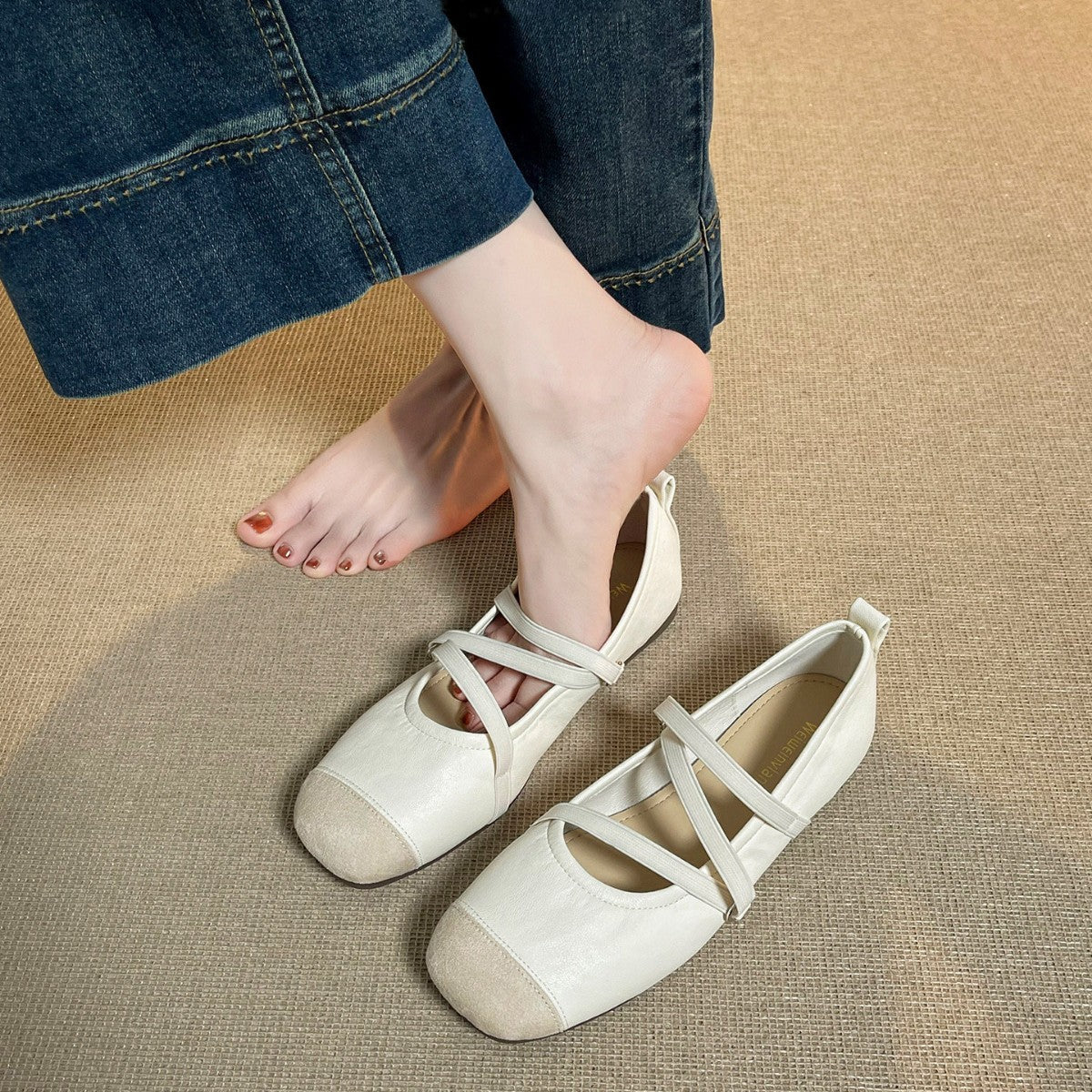 Damen modische Riemchen-Ballerinas aus hochwertigem Material mit komfortabler Passform R&B