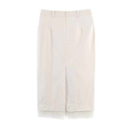 Damen eleganter Bleistiftrock mit transparentem Spitzenabschluss R&B