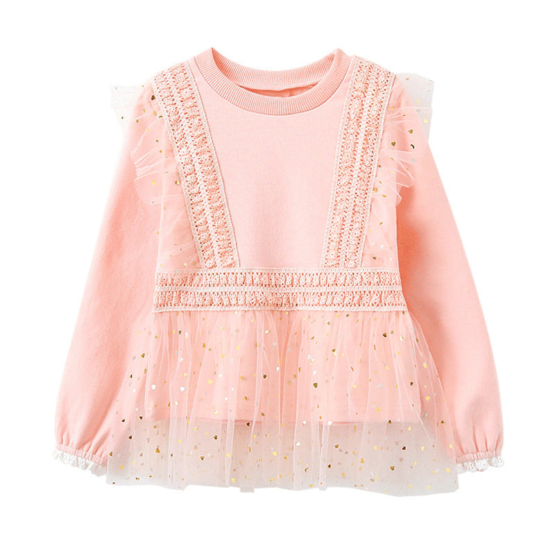 Mädchen Sweatshirt mit Rüschen und Tüllsaum R&B