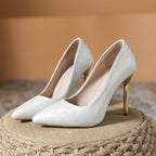 Damen elegante Pumps mit glänzendem Goldabsatz R&B