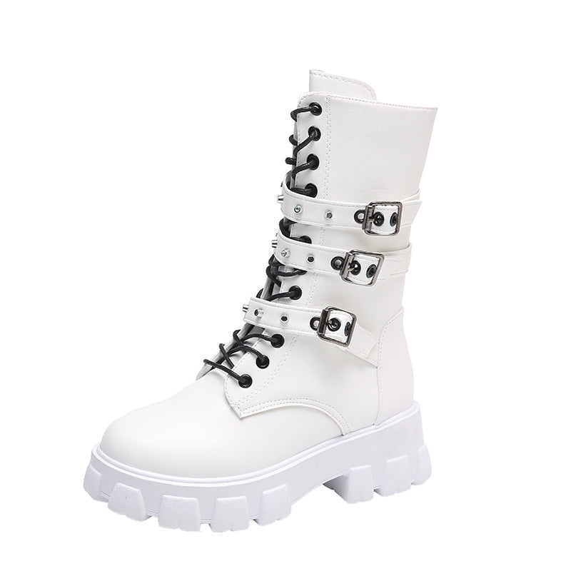 Damen High-Top Schnürstiefel mit verstellbaren Riemen und griffiger Sohle R&B