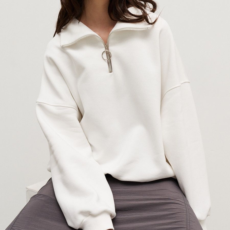 Damen Sweatshirt mit Zip-Kragen und lässigem Schnitt R&B