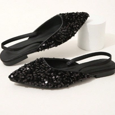 Damen Elegante Slingback-Sandaletten mit glitzernden Pailletten R&B