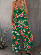 Damen Luftiger Jumpsuit mit floralem Design und verstellbaren Trägern R&B