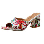 Damen Offene Mules mit floralem Design und komfortablem Blockabsatz R&B