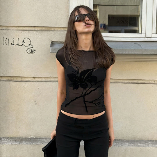 Damen atmungsaktives Netzoberteil mit floralem Design R&B