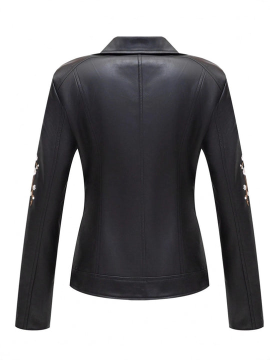 R&B | Vegan-Lederjacke - Nieten Design - Reißverschlussdetails - Klassischer Biker Stil