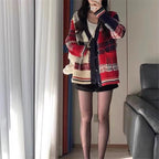 Damen gestreifter Strickcardigan R&B