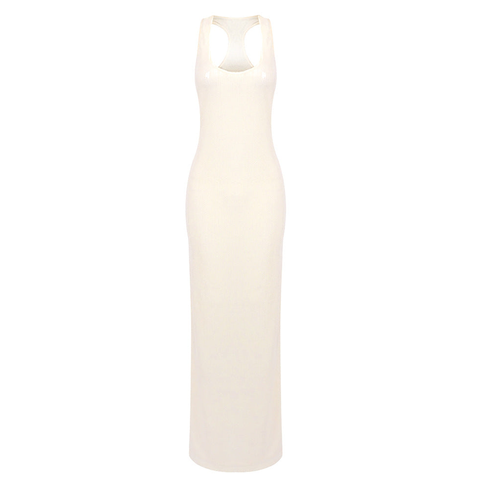 Damen figurbetontes Maxikleid mit Cut-Out-Details und raffinierten Trägern R&B