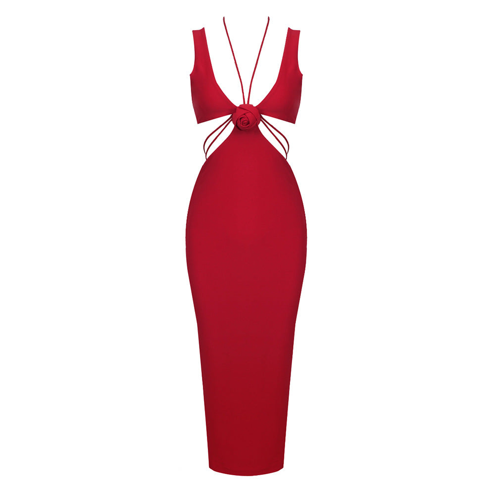 Damen figurbetontes Maxikleid mit verspieltem Design und raffinierten Trägerdetails R&B