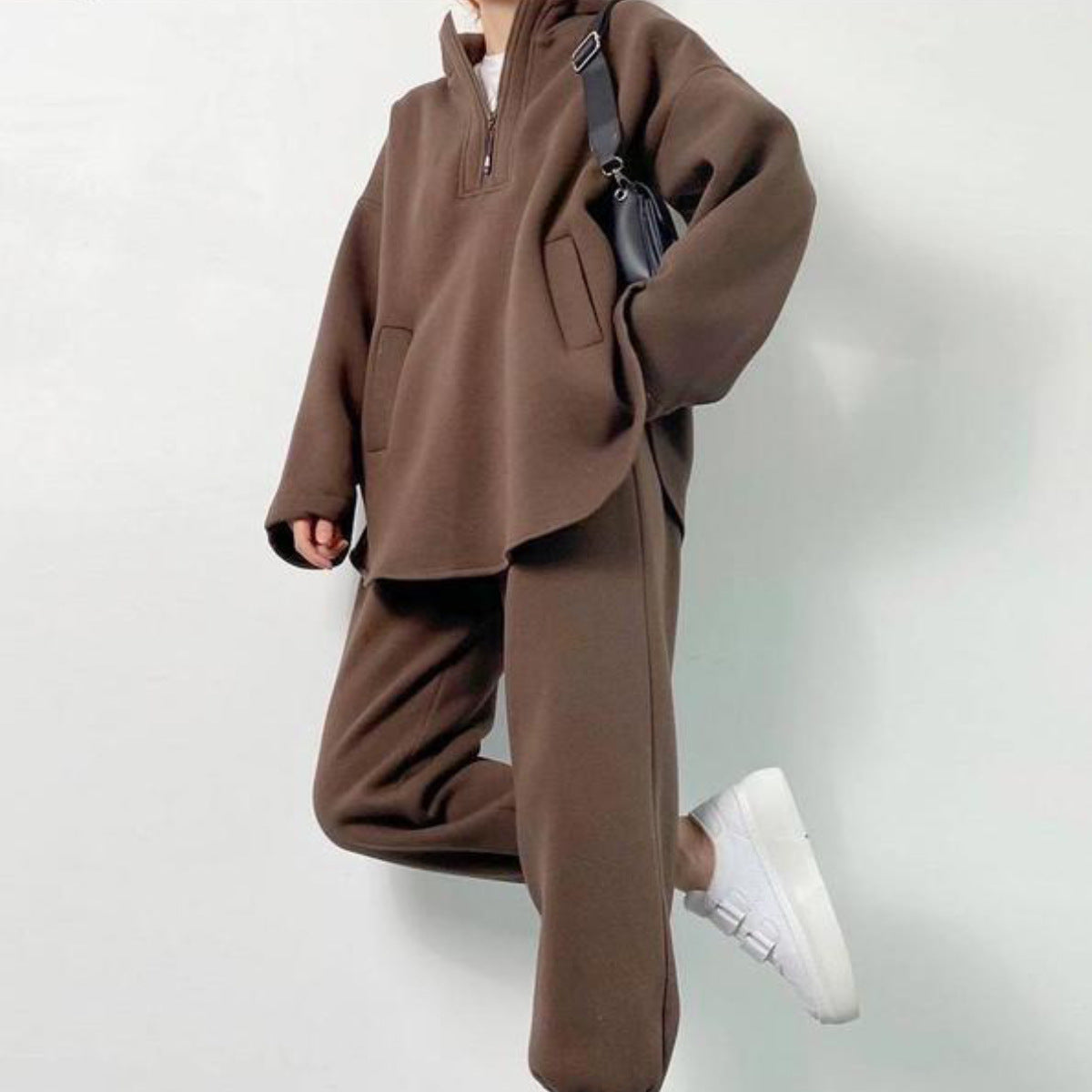 Damen lässiger Hoodie mit hochwertigem Reißverschluss und elastichem Bund R&B