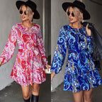 Damen Minikleid mit voluminösen Ärmeln und floralem Muster R&B