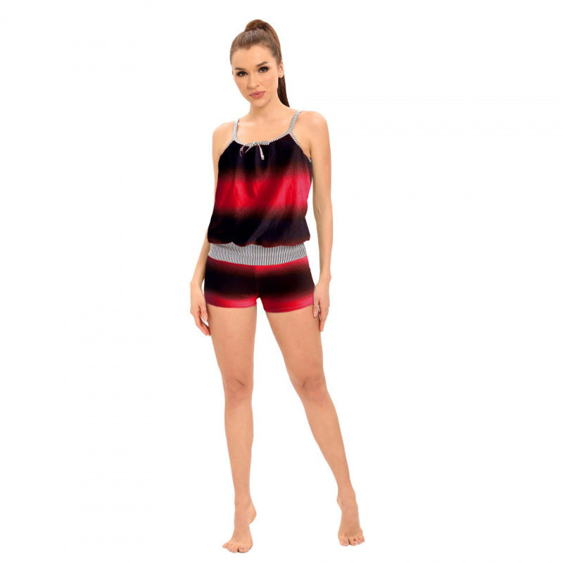 Damen Freizeit-Bikini-Set mit elastischer Taillierung und modischen Trägerdetails R&B