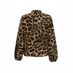 Damen Bluse mit elegantem Leopardenmuster und Rüschenkragen R&B