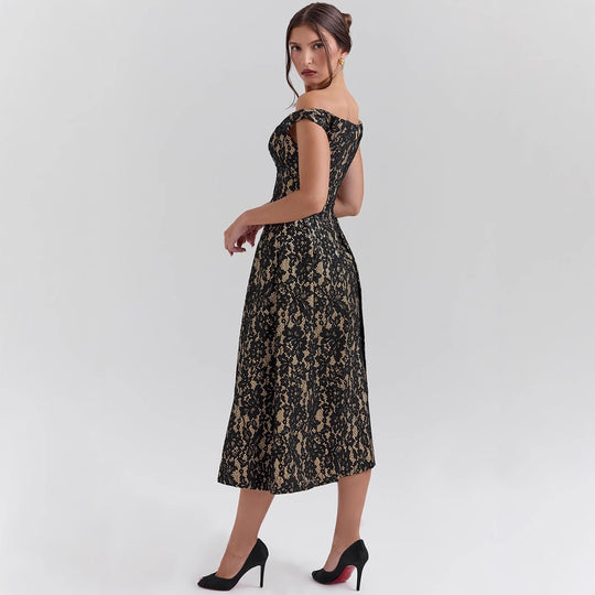 Damen Abendkleid mit raffinierten Spitzenapplikationen und elegantem Schnitt R&B