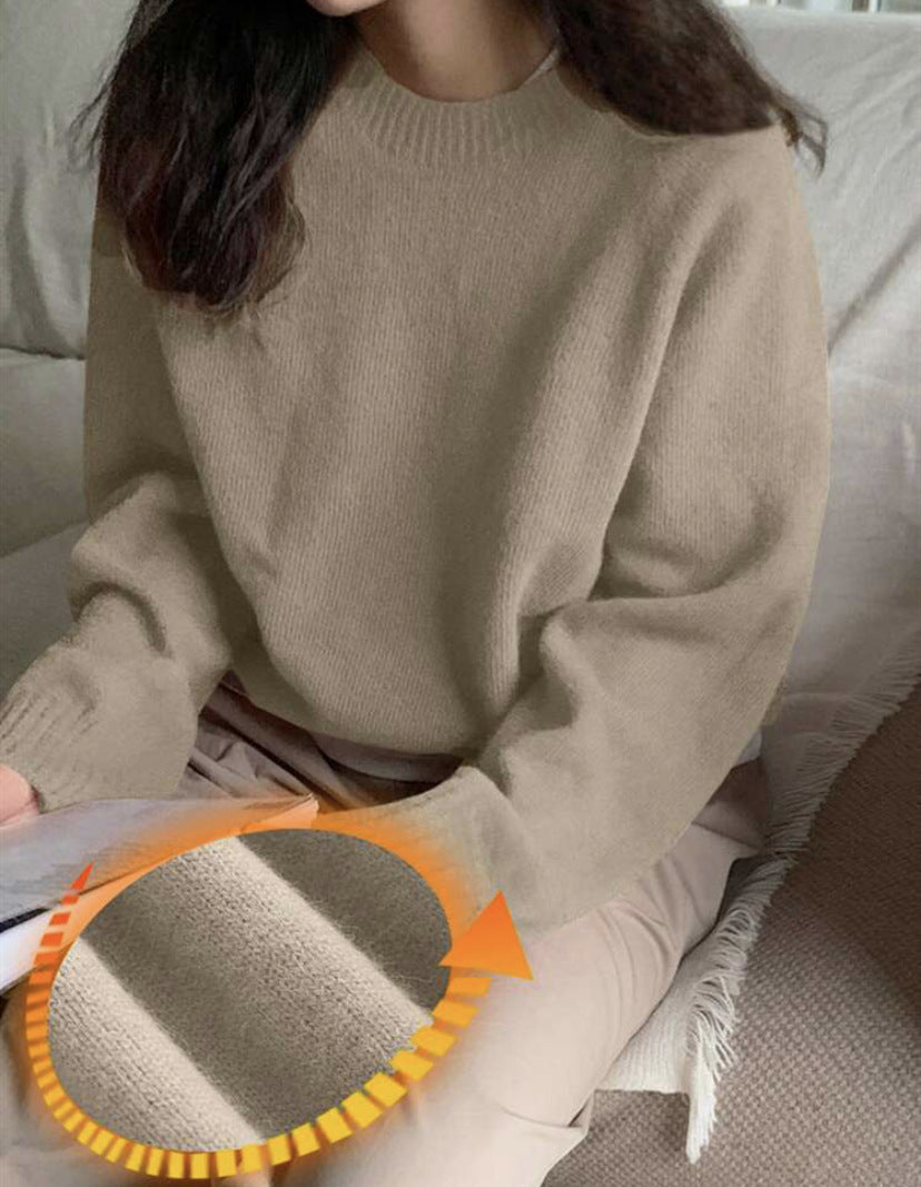 Damen Gemütlicher Rundhals-Pullover aus hochwertigem Stoff