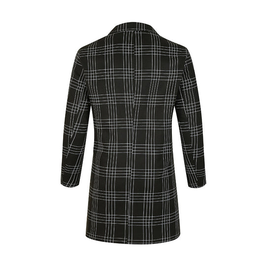 Damen eleganter Trenchcoat mit feinem Karo-Muster und tailliertem Schnitt R&B