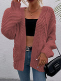 Damen Gemusterte Strickjacke im lässigen Oversized-Design mit tiefen Taschen und Wellenstruktur R&B