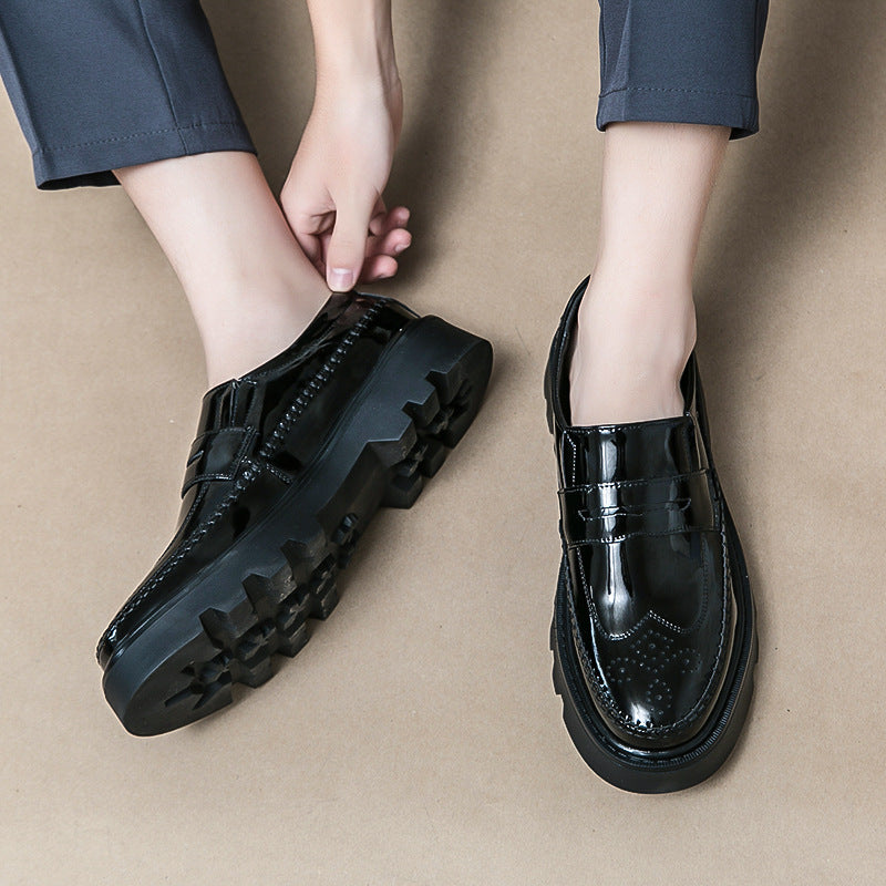 Damen lässige Slipper mit glänzender Lackoberfläche und robuster Sohle R&B