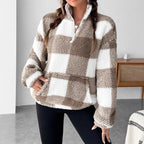 Damen Fleece-Pulloverjacke mit Reißverschluss und Taschen