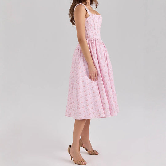 Damen Fein genähtes Sommerkleid mit floralen Mustern R&B