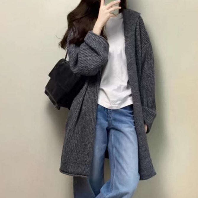 Damen Grobstrick Cardigan mit offenem Schnitt und lässigem Design R&B