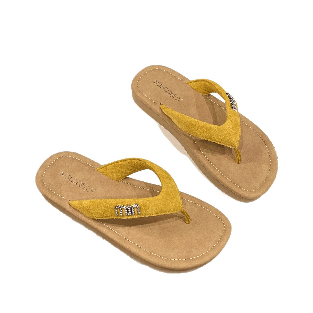 Damen modische Flip-Flops mit funkelndem Riemen und weichem Fußbett EB