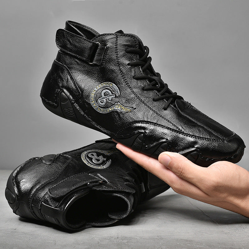 Herren Hochwertige Leder-Sneaker mit rutschfester Sohle und gepolstertem Knöchel R&B