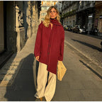 Damen Elegante Oversize-Jacke mit hohem Kragen und Taschen R&B