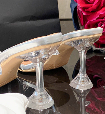 Damen Transparente High Heels mit edlem Glanz R&B