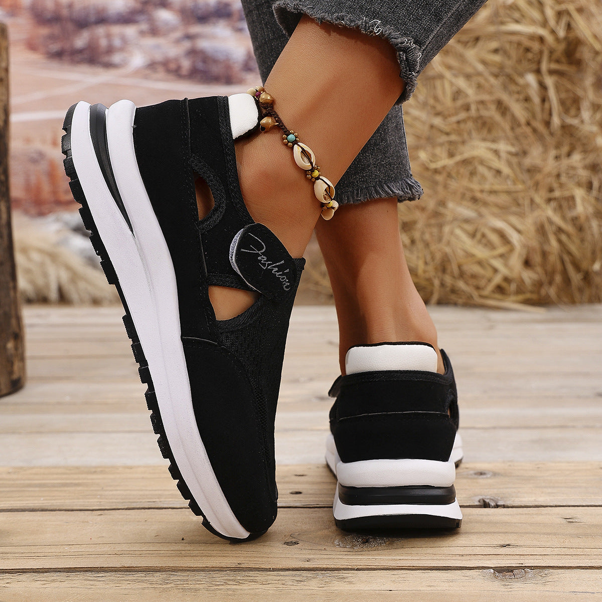 Damen Atmungsaktive Slip-On Sneakers mit flexiblem Gummizug R&B