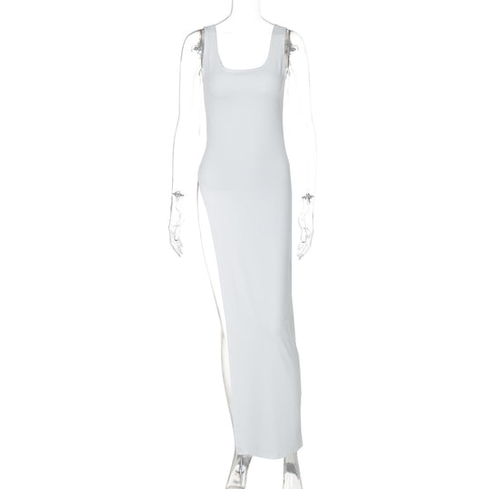 Damen Langarm Maxikleid mit hohem Schlitz R&B