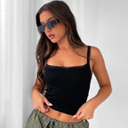 Damen Spaghettiträgershirt mit zarter Spitzenverzierung R&B