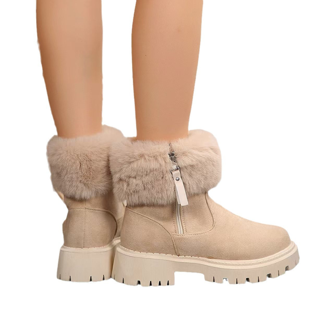 Damen Winterstiefel mit kuscheligem Kunstfellkragen und rutschfester Profilsohle R&B