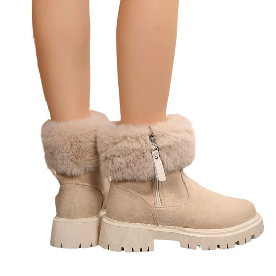 Damen Winterstiefel mit kuscheligem Kunstfellkragen und rutschfester Profilsohle R&B