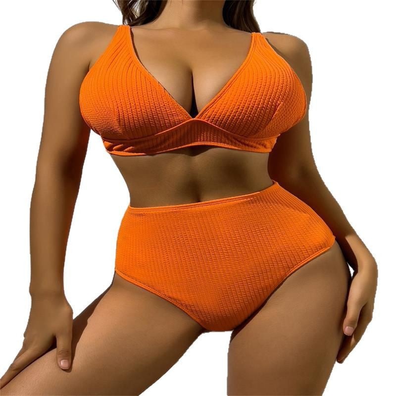Damen Hochgeschnittener Bikini mit strukturiertem Oberteil R&B