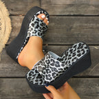 Damen Plattform-Sandalen mit tierischem Muster R&B