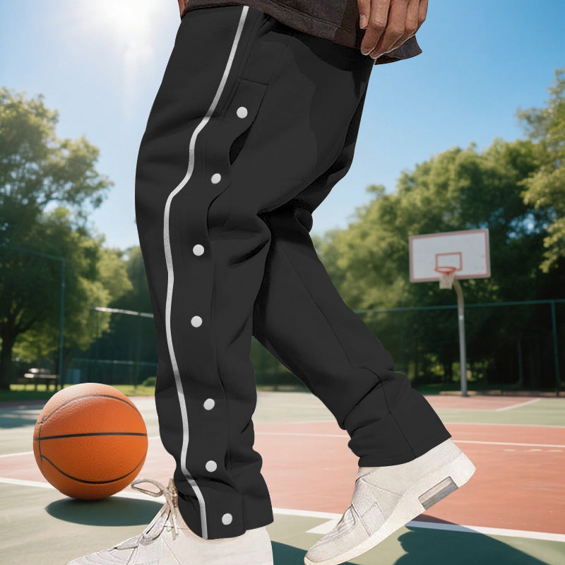 Herren Sportliche Jogginghose mit seitlichen Druckknöpfen und elastischem Bund R&B