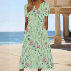 Damen Blumengemusterte Sommerkleid mit Taschen R&B