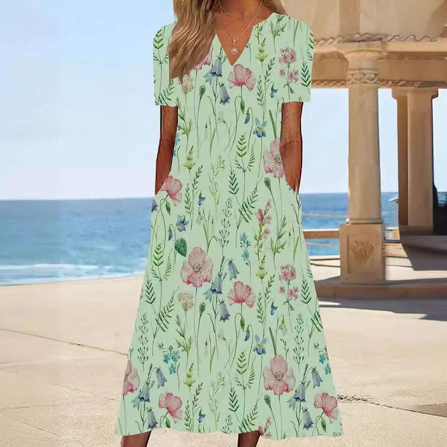 Damen Blumengemusterte Sommerkleid mit Taschen R&B