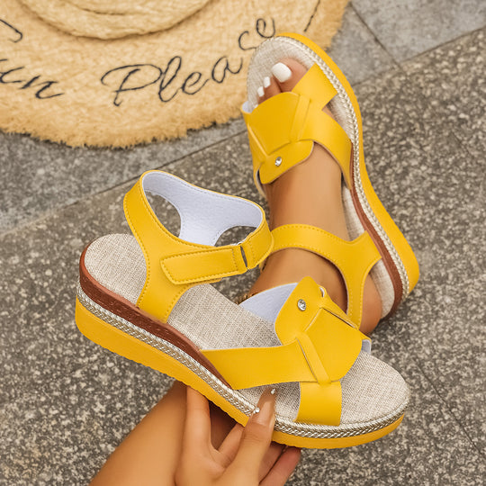 Damen Bequeme Wedge-Sandalen mit dekorativem Schleifen-Detail R&B