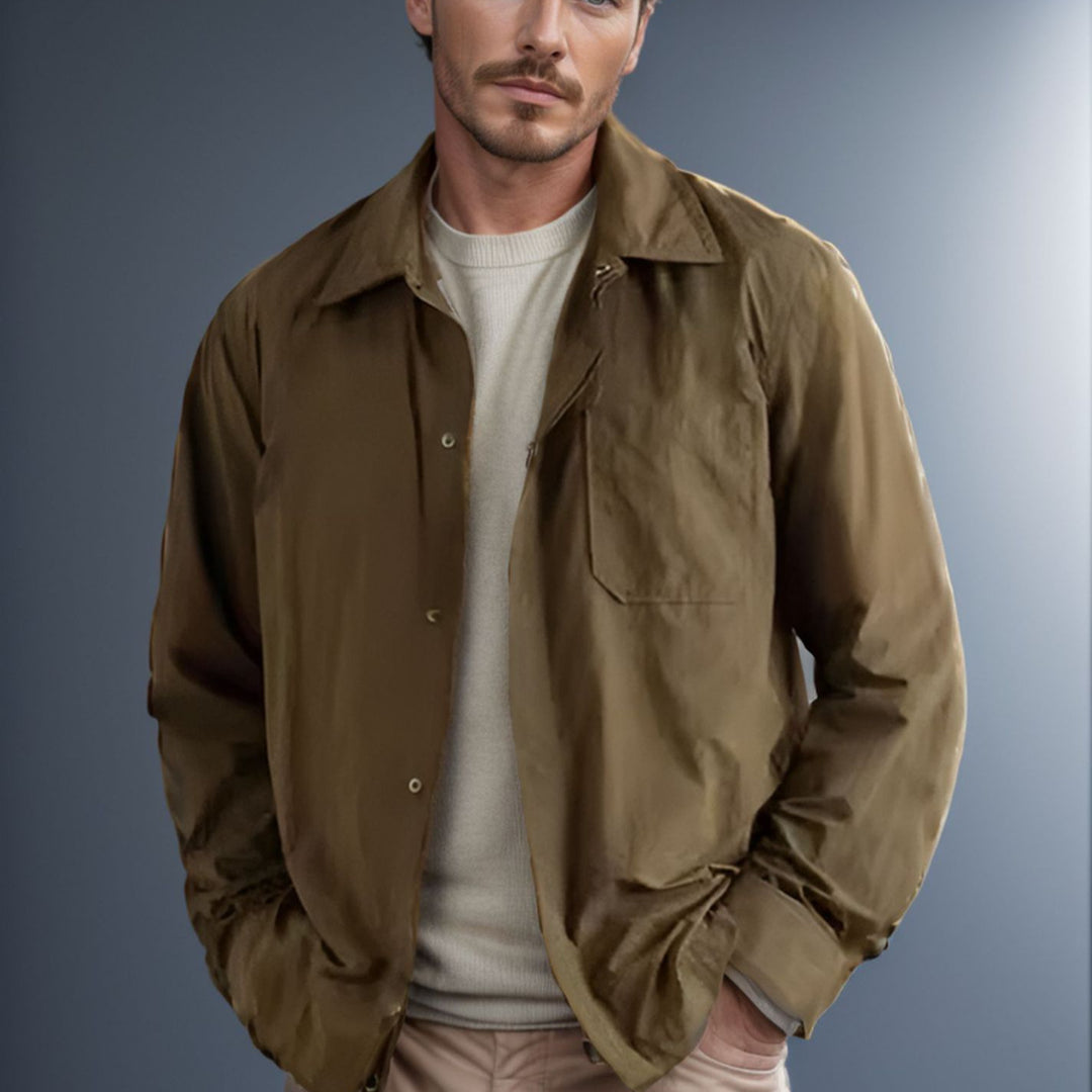 Herren vielseitige Hemdbluse mit aufgesetzter Brusttasche und schickem Kragen R&B