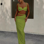 Damen Strandbekleidungs-Set mit geflochtenem Oberteil und elegantem Wickelrock R&B