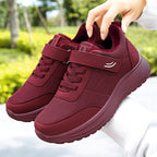 Damen nan gefütterter Komfort-Walking-Sneaker mit niedrigem Schaft, Klettverschluss und stoßabsorbierender EVA-Dämpfung R&B