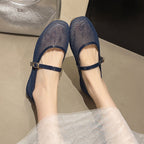Damen Bequeme Mesh-Ballerinas mit verstellbarem Riemchen R&B